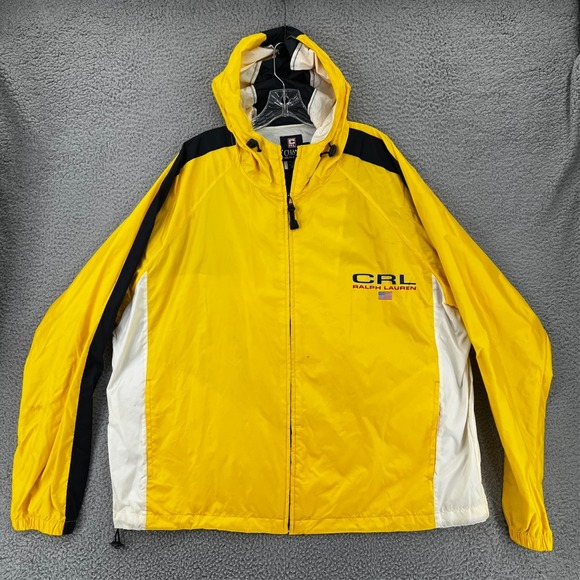 Vtg 90s Chaps Ralph Lauren Windbreaker Jacket Men XL Yellow Lightweight READ - Picture 1 of 16